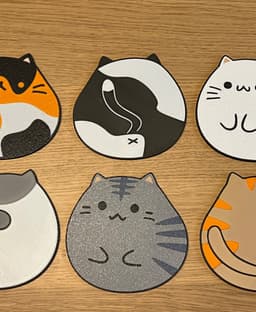 Chubby cats coasters for BambuLab A1 mini 3d model