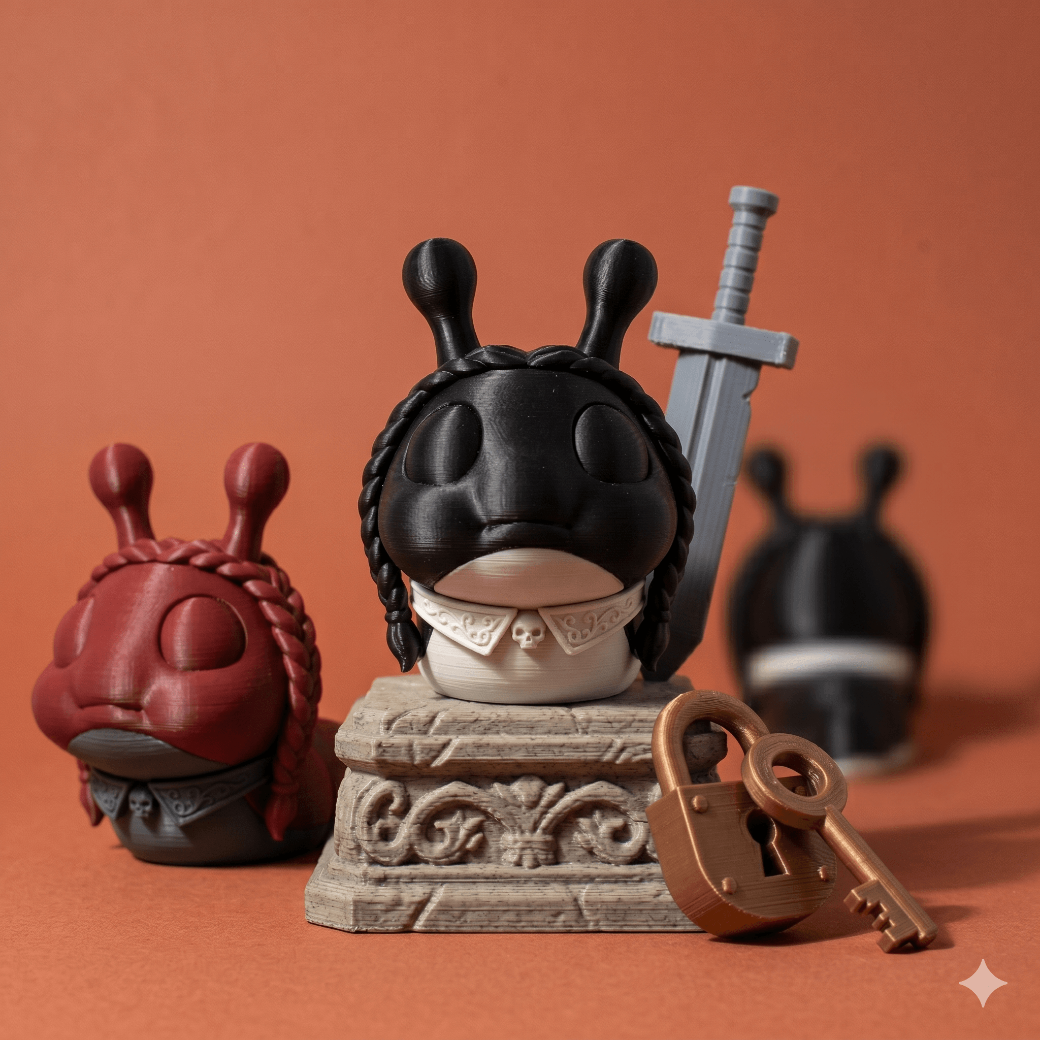 FlexiSlugs Gothic Braid - Flexi Articulated Chibi Slug STL 3d model