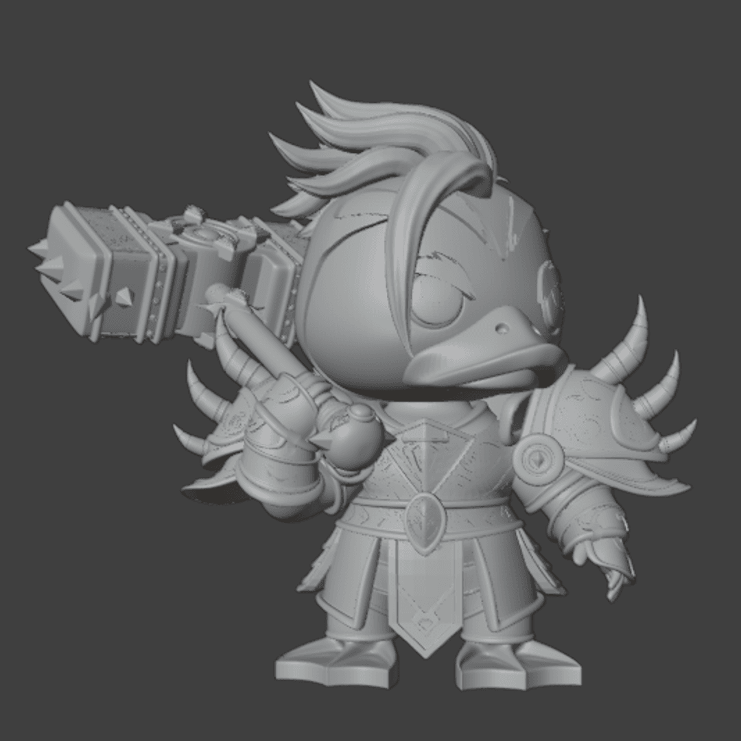 warrior duck with war hammer 3d model