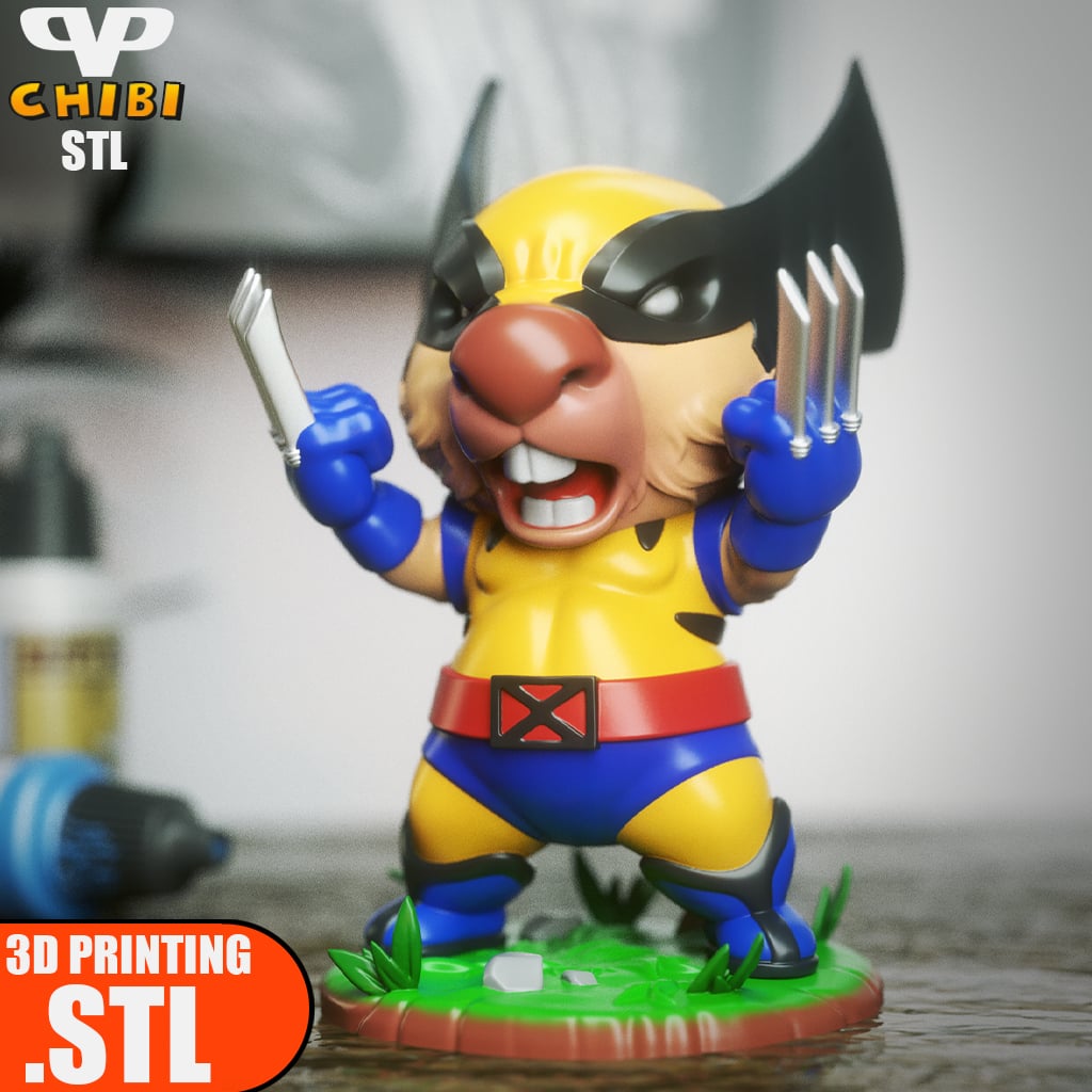 Capybara Wolverine Chibi STL for 3D Printing ChibiSTL 3DXM 3d model