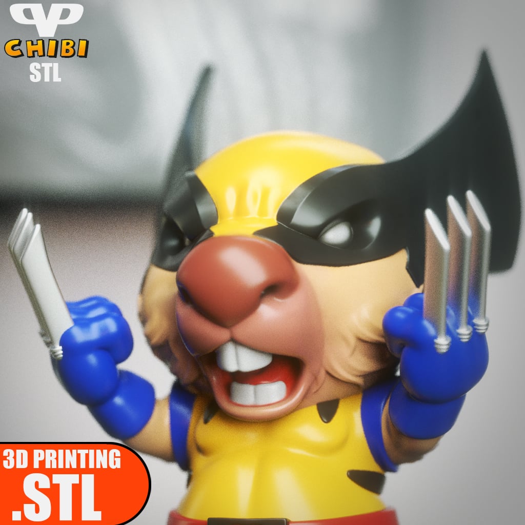Capybara Wolverine Chibi STL for 3D Printing ChibiSTL 3DXM 3d model