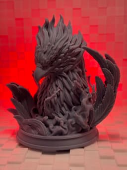 Another BEAUTIFUL sculpt from Fotis; just zoom in and look at the detail on the feathers and the delicacy of the flame tendrils. Makes me wish I knew how to paint models so I could do it justice.
Printed on the Saturn 4 Ultra in Anycubic Standard Grey resin. 3d model