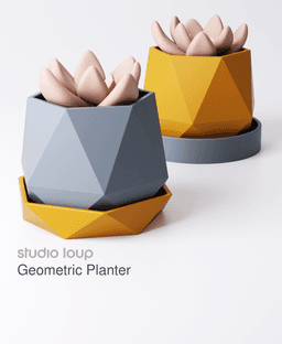 Geometric Planter with Drip Tray 3d model