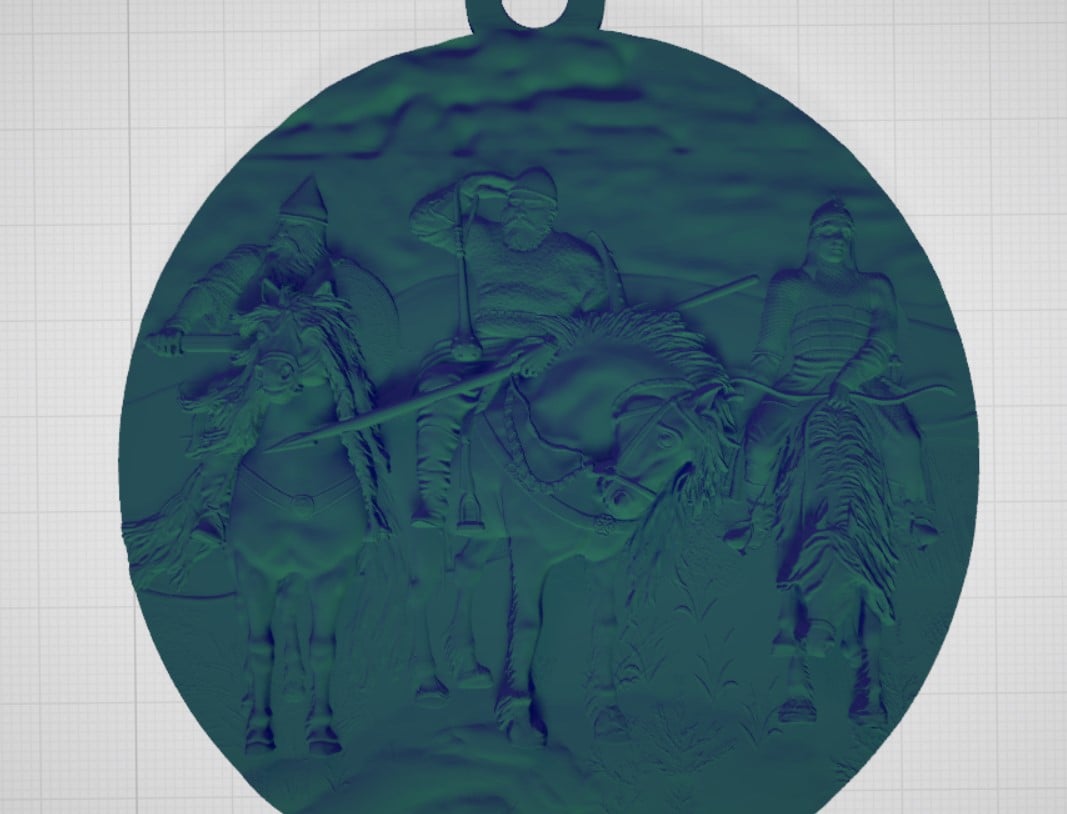 Medallion with 3 heroes of antiquity 3d model