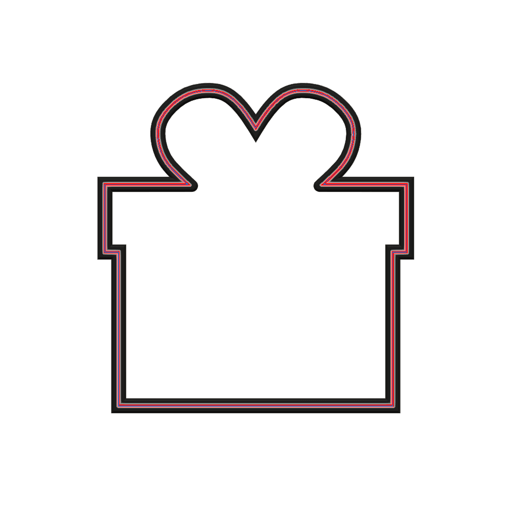 Present with Heart Cookie Cutter STL File - 4 inches 3d model