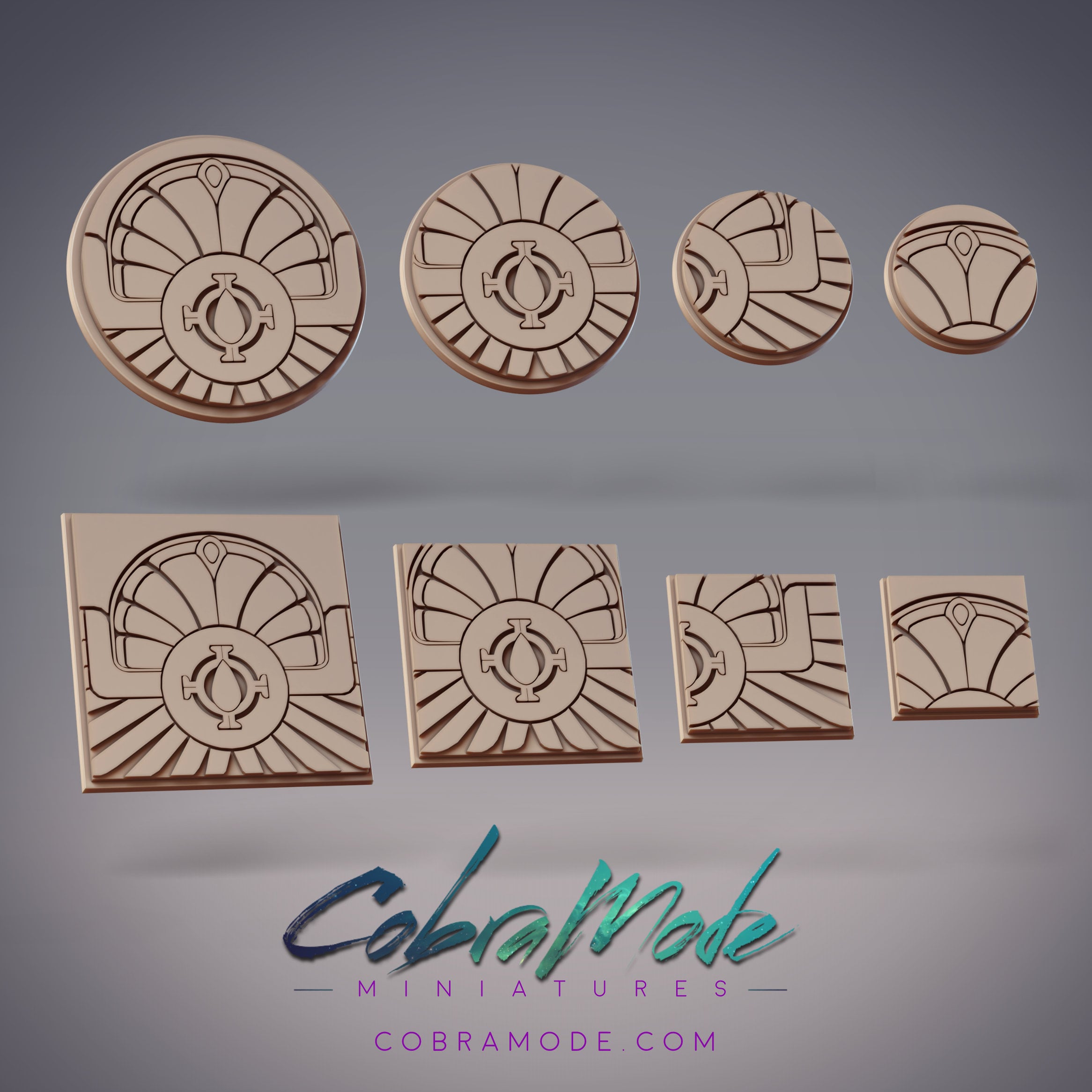 Winged Emblem Base Pack (8pcs) - Round and Square Versions 3d model
