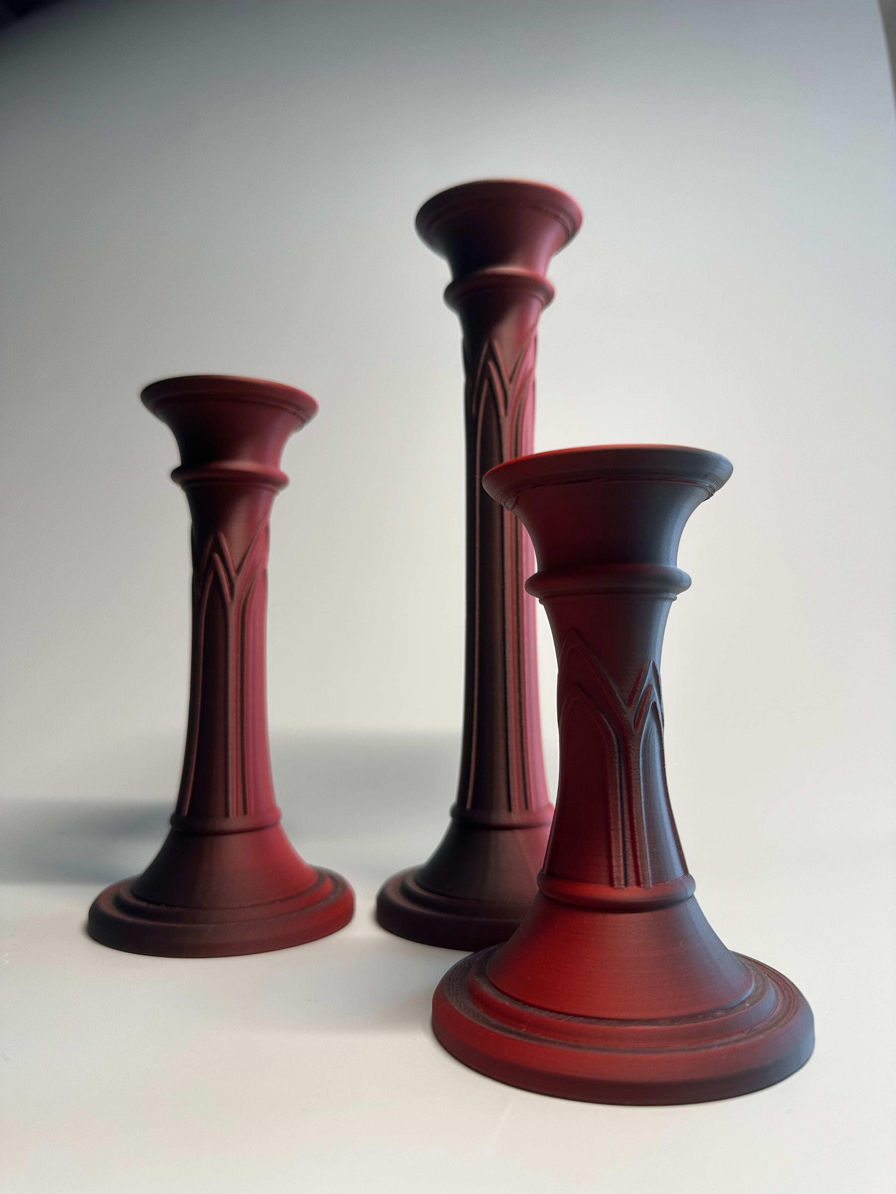 Gothic Pillar Candle Holder Set 3d model