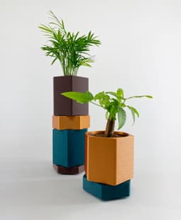 Planters Set With Drainer and Drip Tray - Modular Plant Flower Pots 3d model