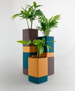 Planters Set With Drainer and Drip Tray - Modular Plant Flower Pots 3d model