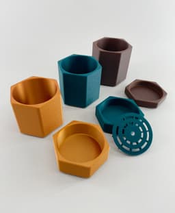 Planters Set With Drainer and Drip Tray - Modular Plant Flower Pots 3d model