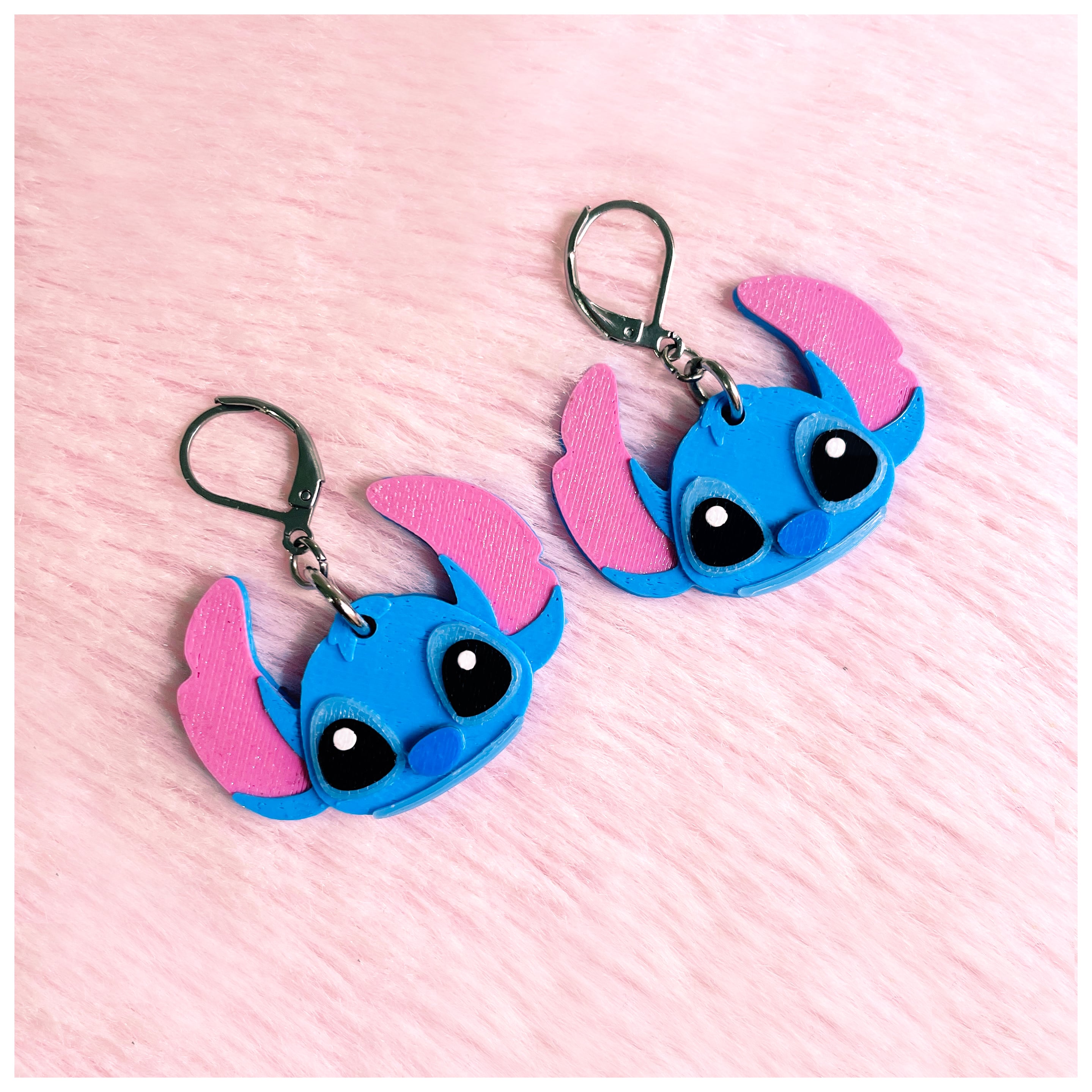 Stitch Inspired Earrings 3d model