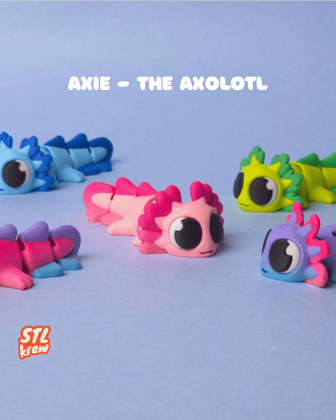 Cute articulated Axolotl - Axie 3d model