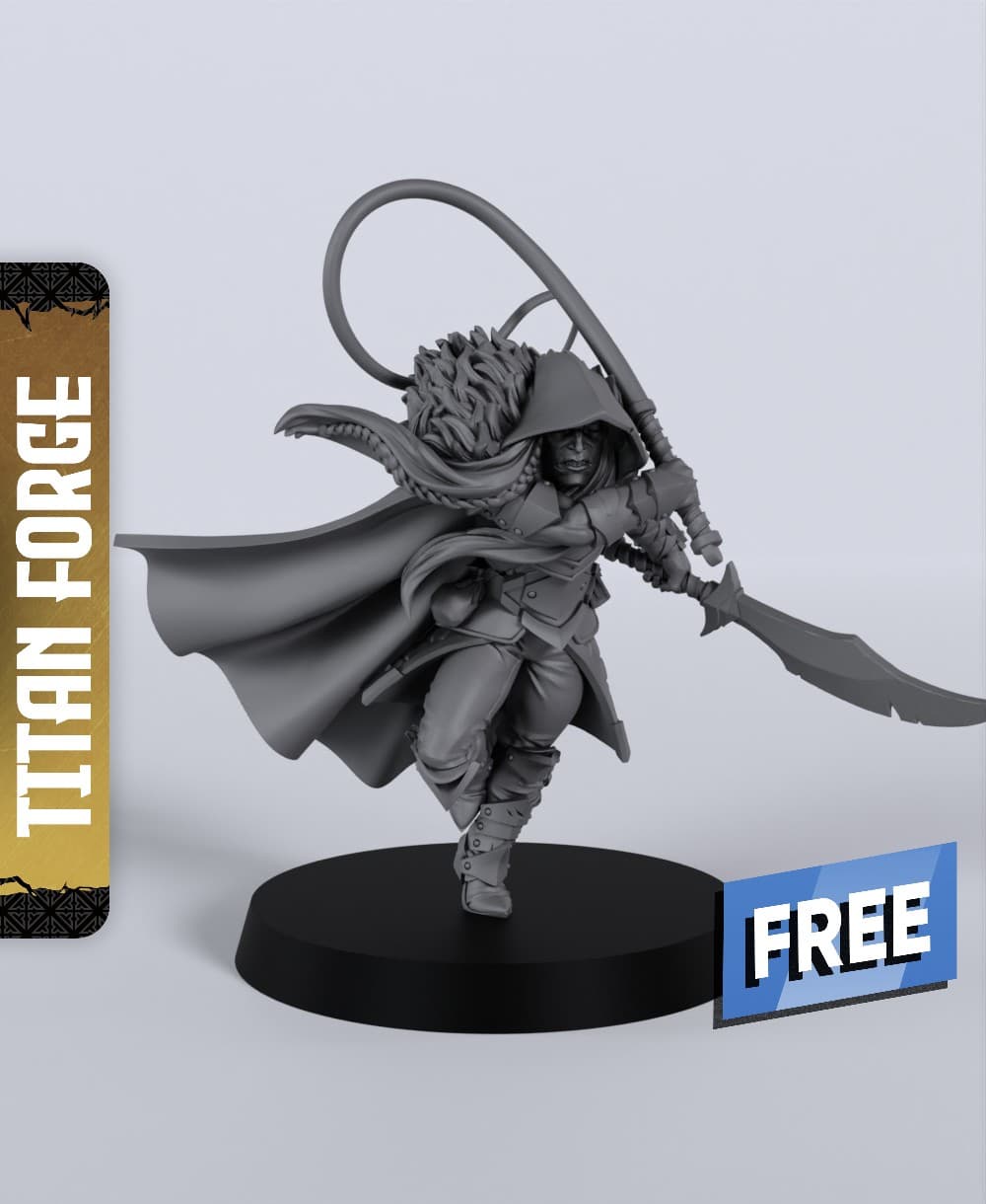 Drow Male Ranger Whip - With Free Dragon - 5e DnD Inspired for RPG and Wargamers 3d model