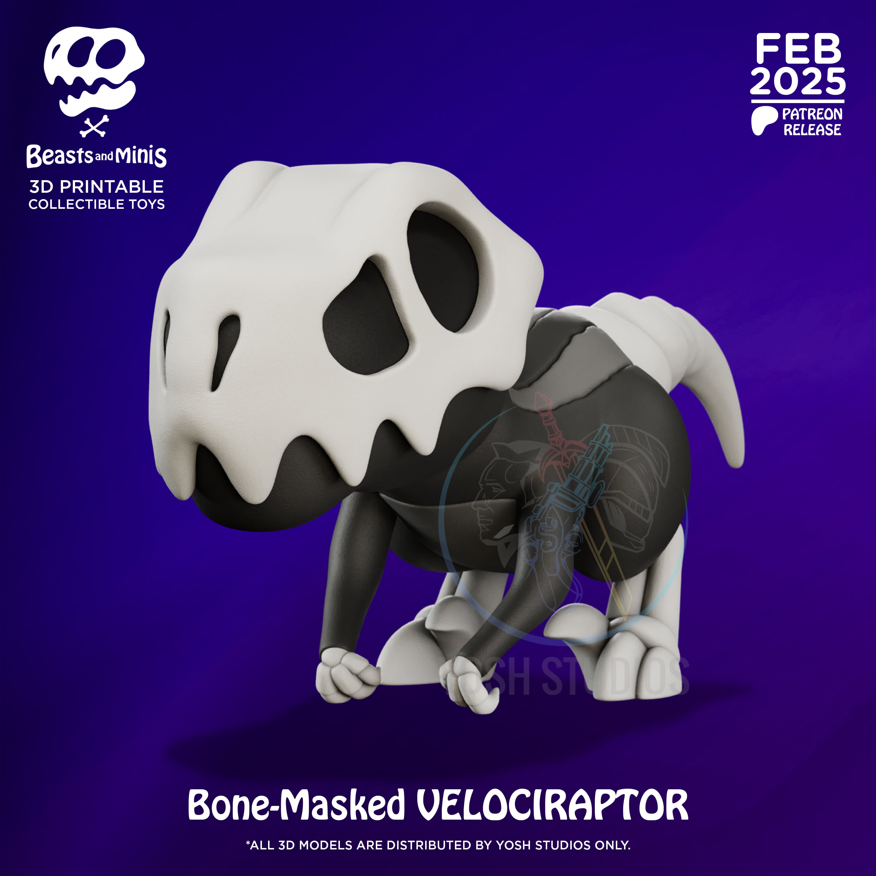 Boney Velociraptor 3D Printer STL File 3d model