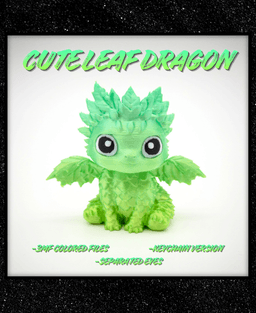 Cute Leaf Dragon + Keychain Version 3d model
