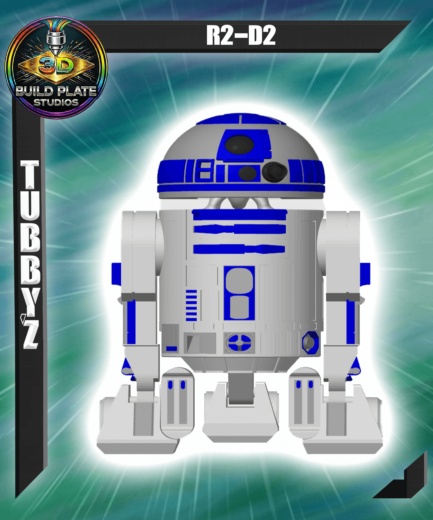 STAR WARS R2D2 Multicolor Flexi Print-In-Place 3d model