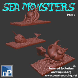 Mini Sea Monsters, pack 3 3d model