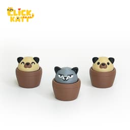 Dog & Cat Pot - Clicker Fidget Toy Keychain 3d model