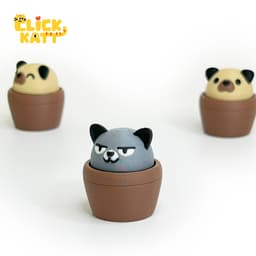 Dog & Cat Pot - Clicker Fidget Toy Keychain 3d model