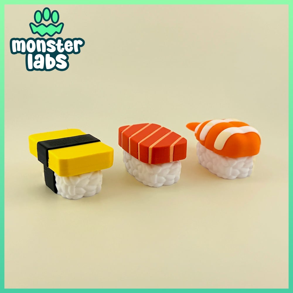 Nigiri Sushi Fidget Clicker Keychain Bundle 3d model