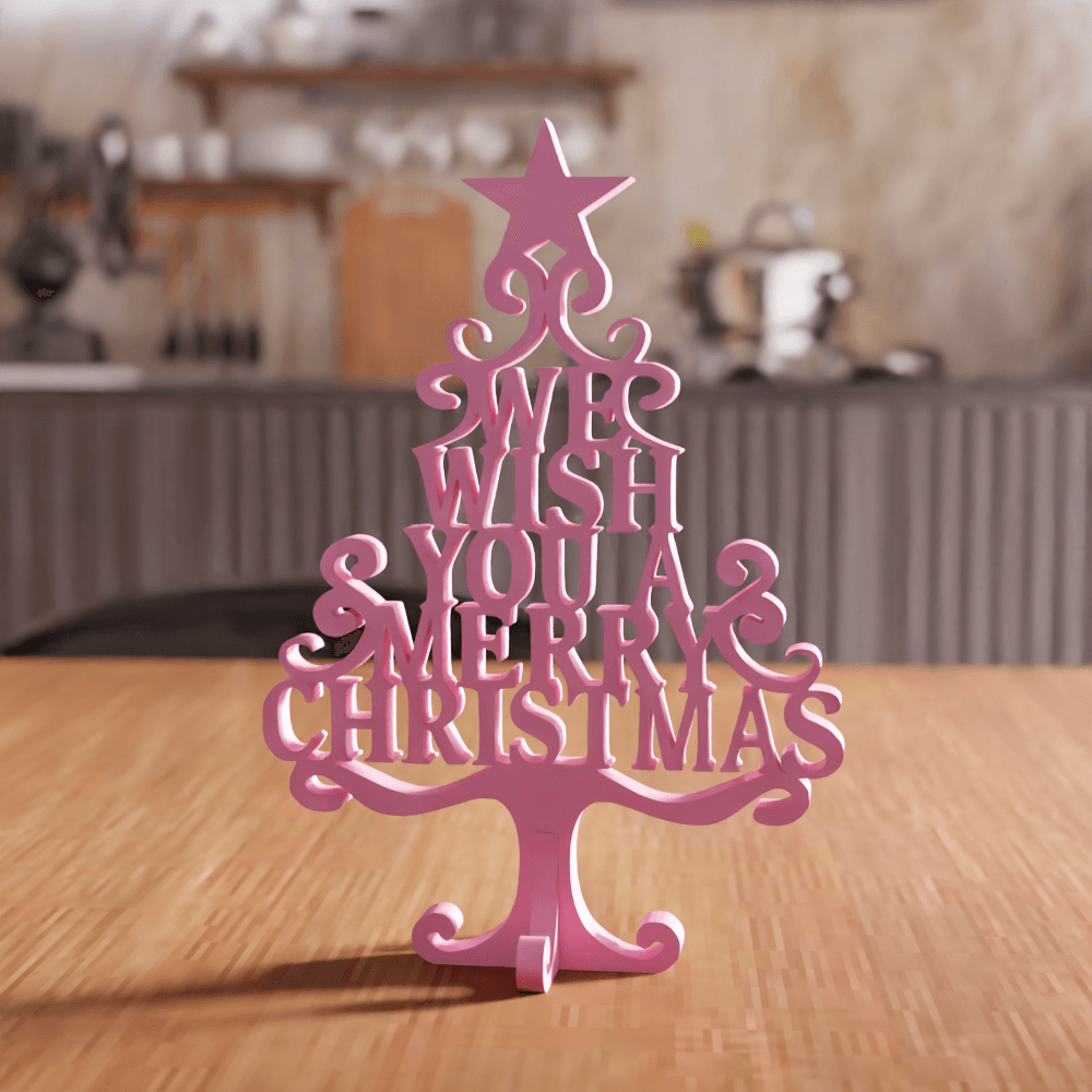 Typographic Christmas Tree Tabletop Sign 3d model
