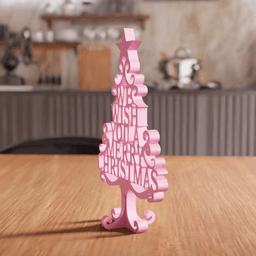 Typographic Christmas Tree Tabletop Sign 3d model