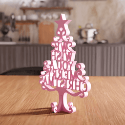 Typographic Christmas Tree Tabletop Sign 3d model