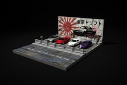 Tokyo Street 1/64 JDM Diorama Set - Custom Garage Display 3d model
