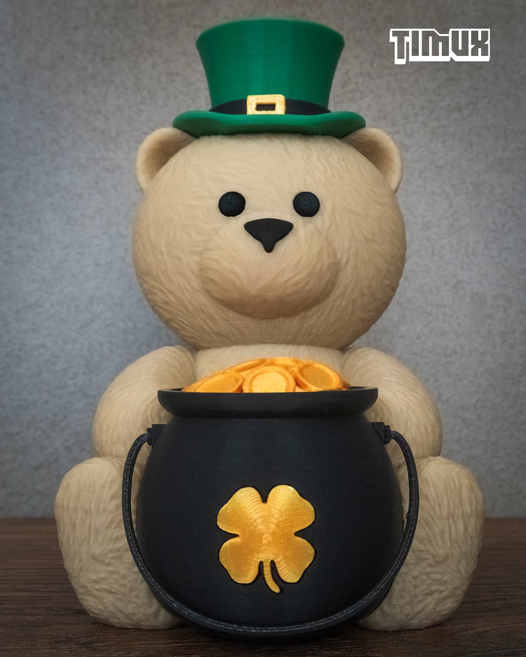TEDDY BEAR WITH LEPRECHAUN POT 3d model