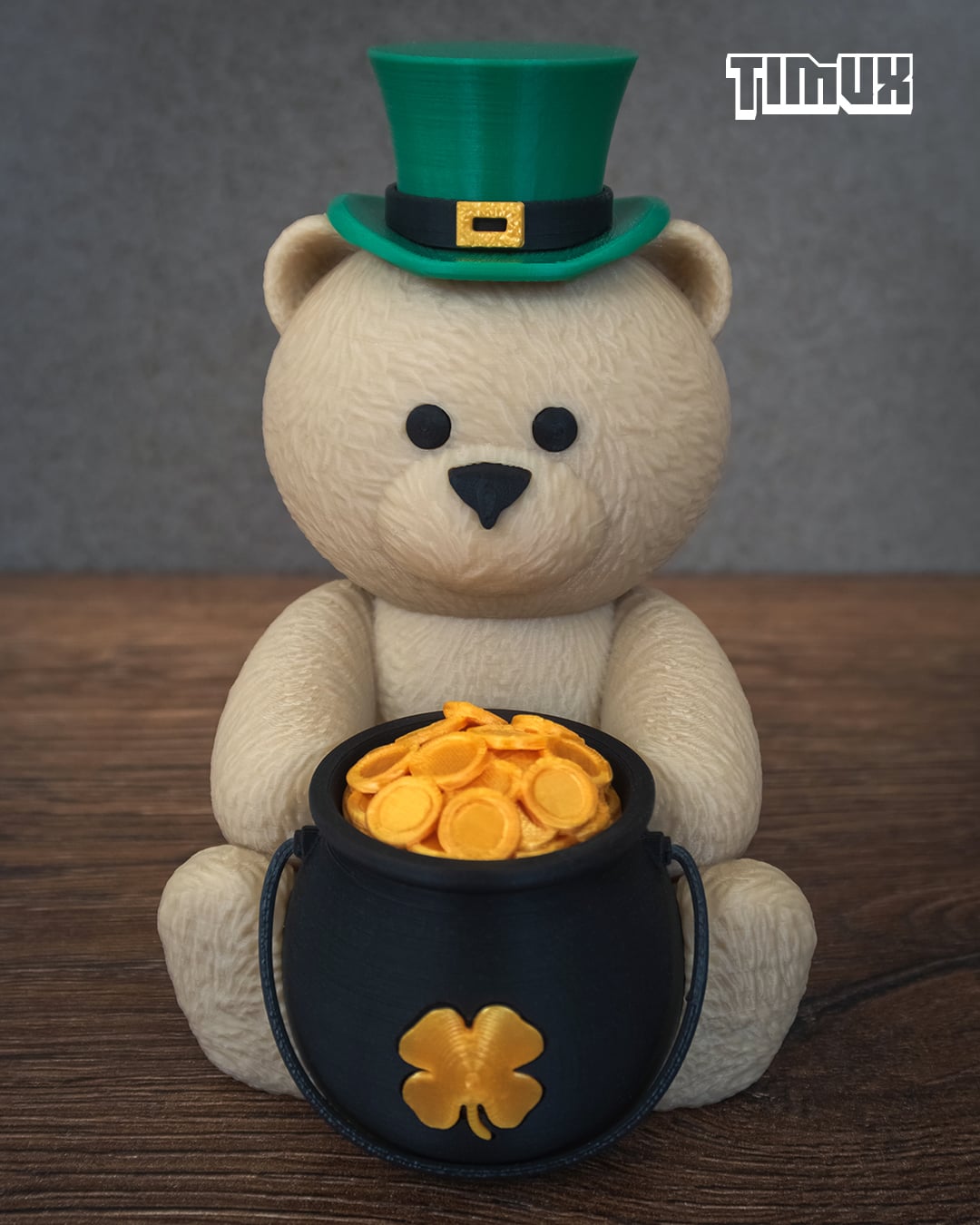 TEDDY BEAR WITH LEPRECHAUN POT 3d model