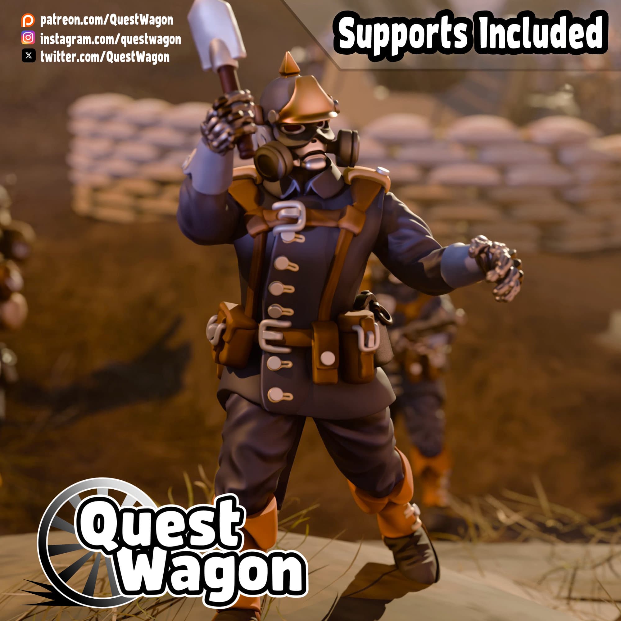 Trench Soldier Melee-Free! 3d model