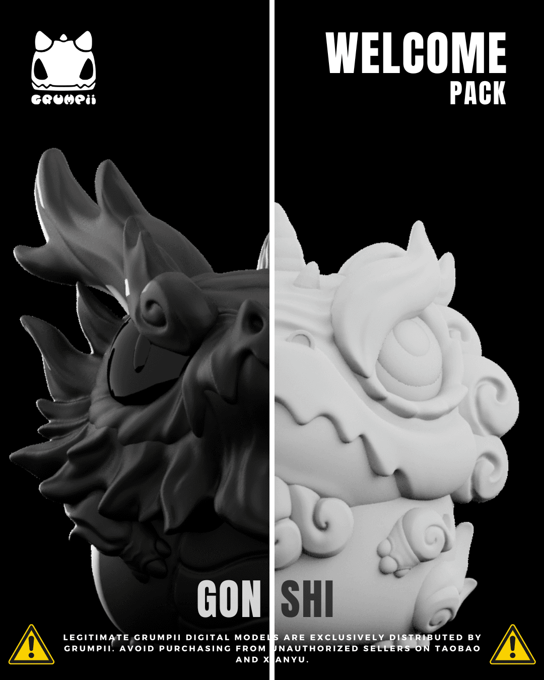 Grumpii 3D Printable Art Toy - Welcome Pack - Gon & Shi 3d model