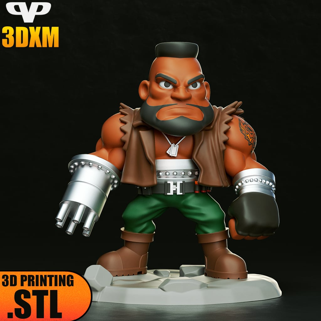 FFVII Barret Chibi STL for 3D Printing ChibiSTL 3DXM 3d model