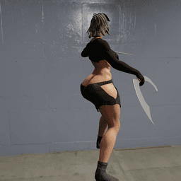 Curvy Fantasy Warrior with Two Curved Blades v2 3d model