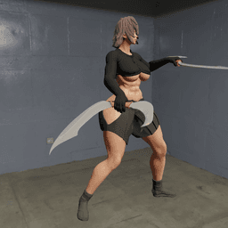 Curvy Fantasy Warrior with Two Curved Blades v2 3d model