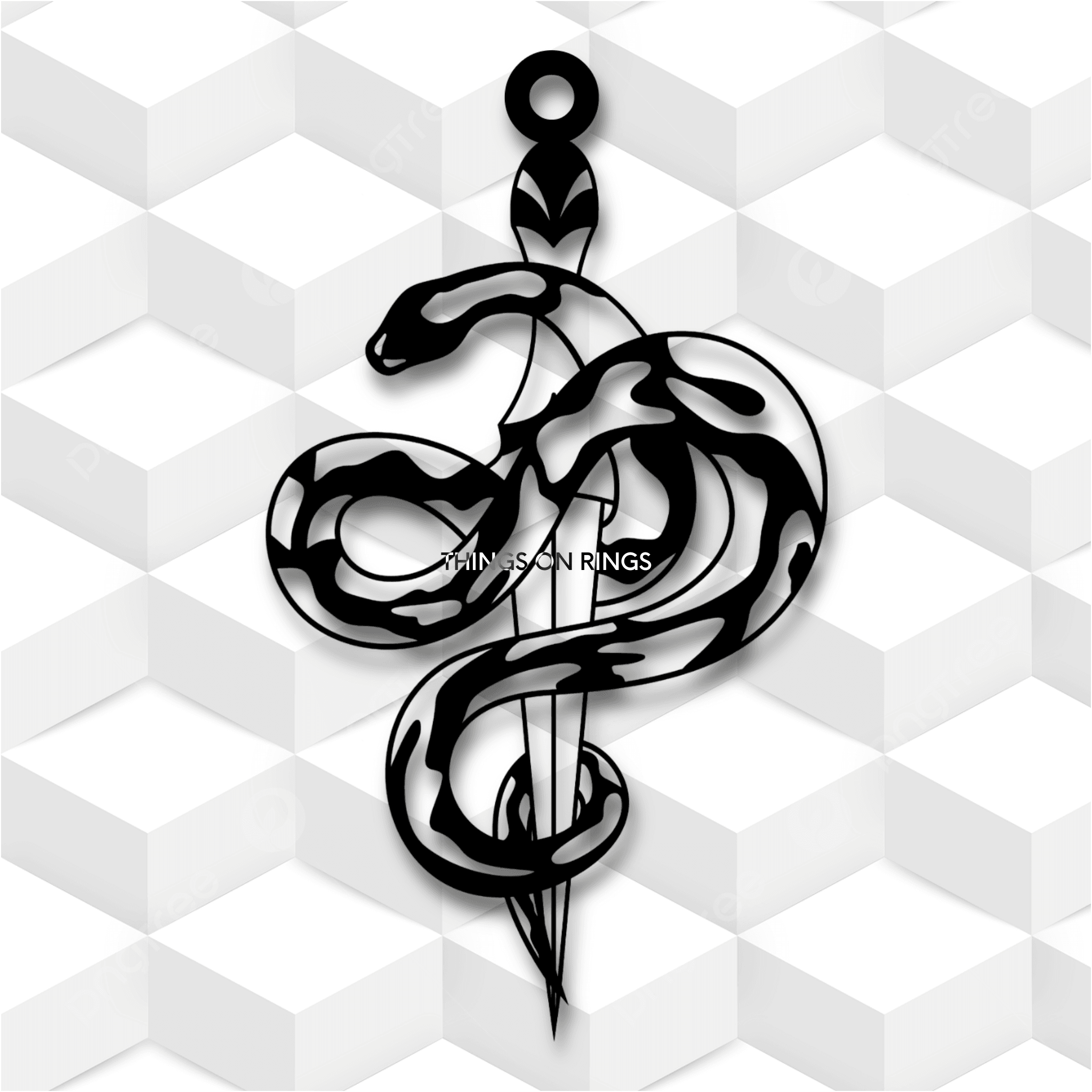 Snake on dagger charm 3d model