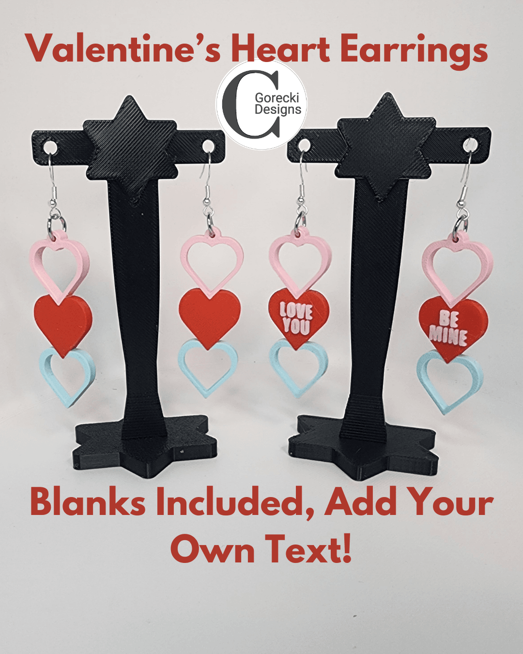 CGD_Valentines_Heart_Earrings.3mf 3d model