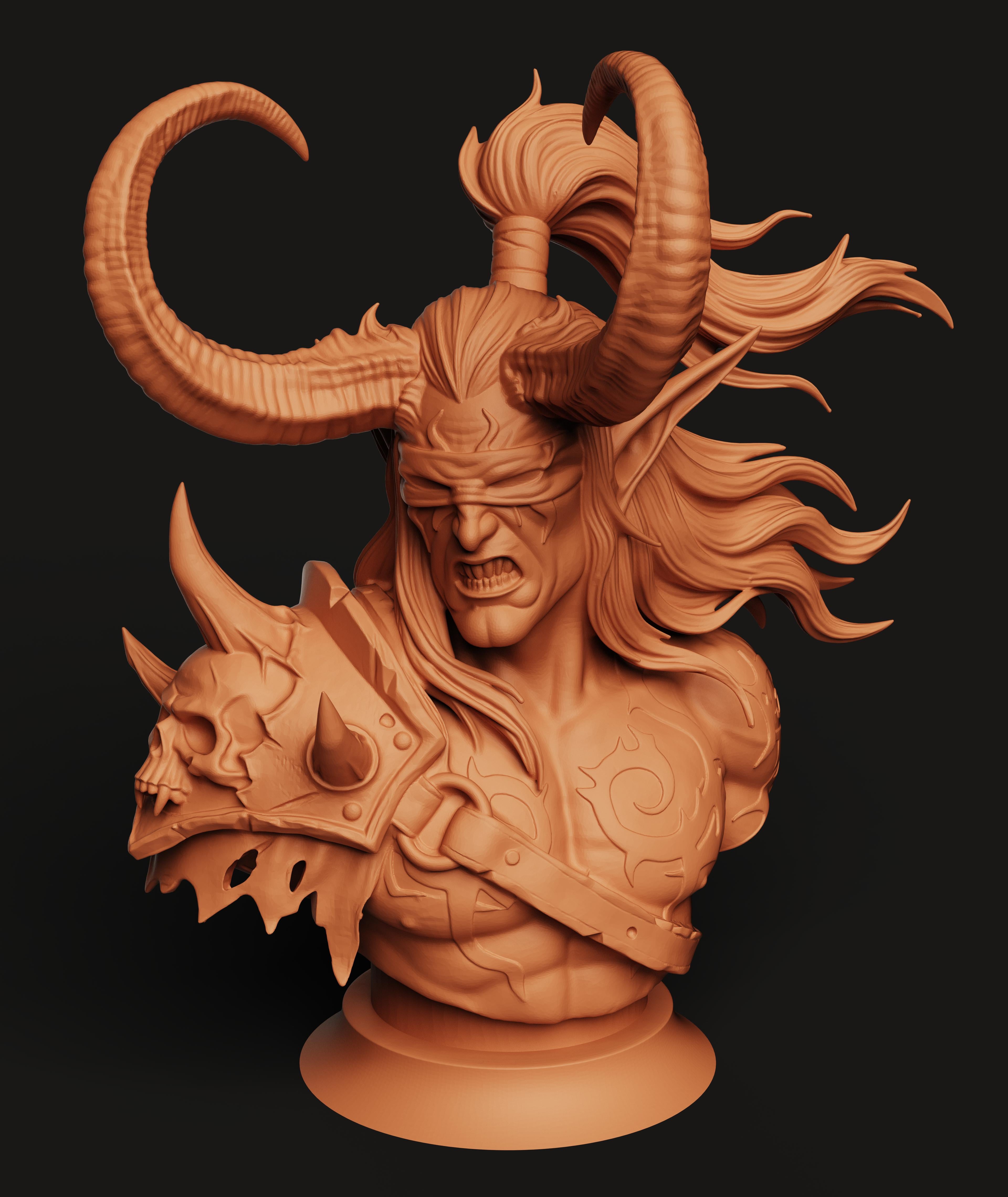 Demon Hunter Bust Multi-Color 3MF | Fantasy Statue | Bambu Ready 3d model