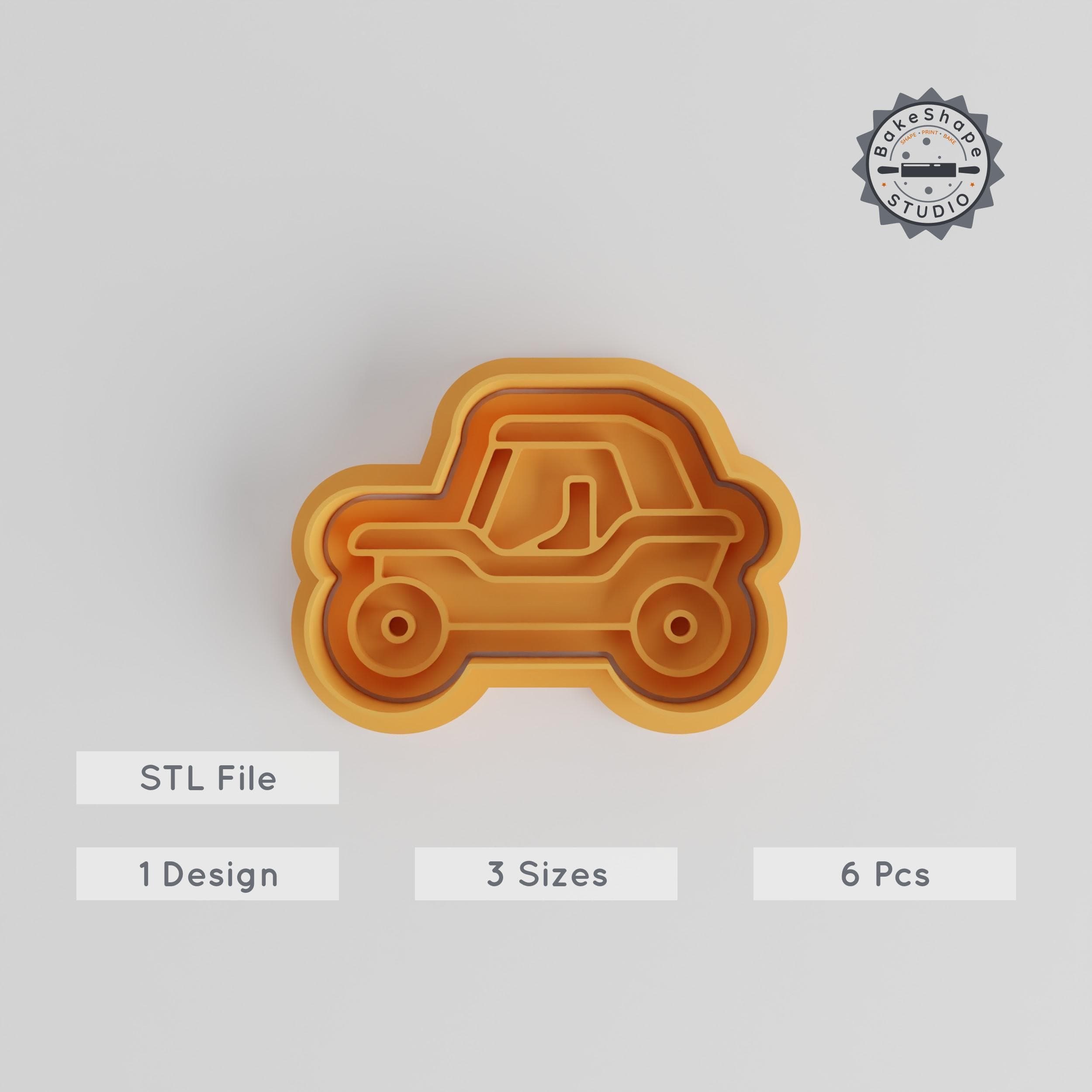 Buggy Shape Cutter & Stamp Set, 6-Piece, Perfect for Cookies & Fondant, Beach-Themed Vehicle Design, Sizes S/M/L PRODUCT_3201 3d model