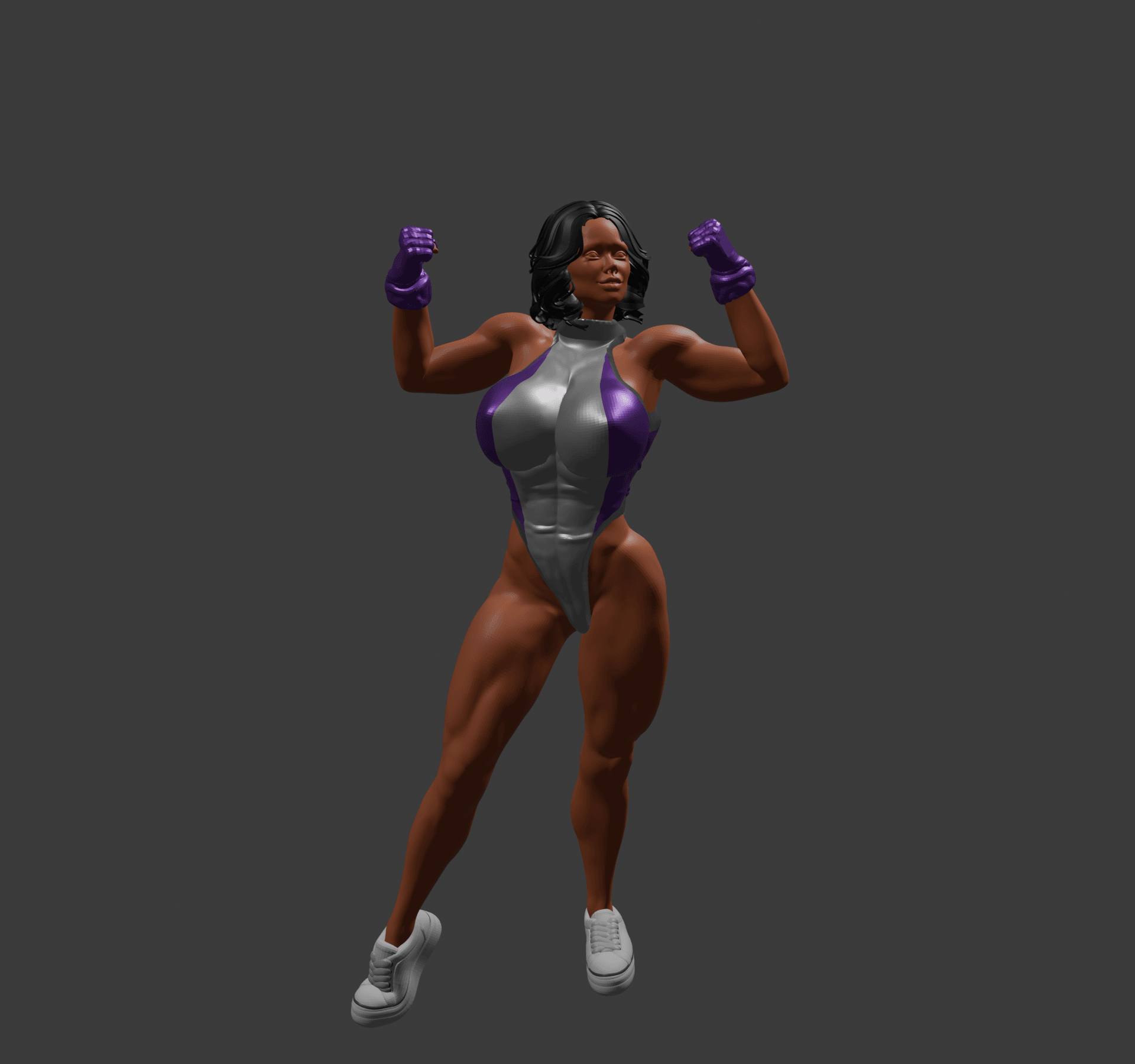 Muscular Girl Posing v2 3d model