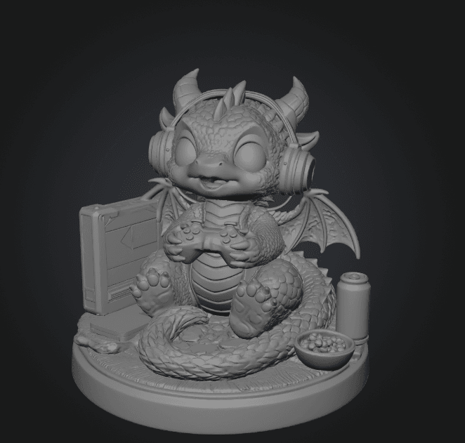 Gamer Dragon STL File for 3D Print 3d model