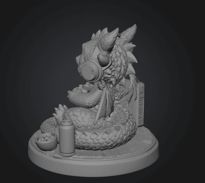 Gamer Dragon STL File for 3D Print 3d model