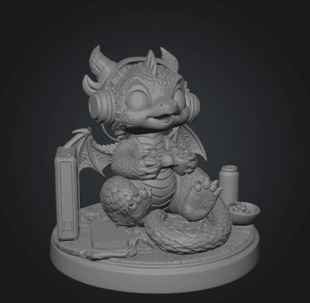 Gamer Dragon STL File for 3D Print 3d model