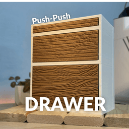 Push Push drawer, wooden texture, 3 sizes 3d model