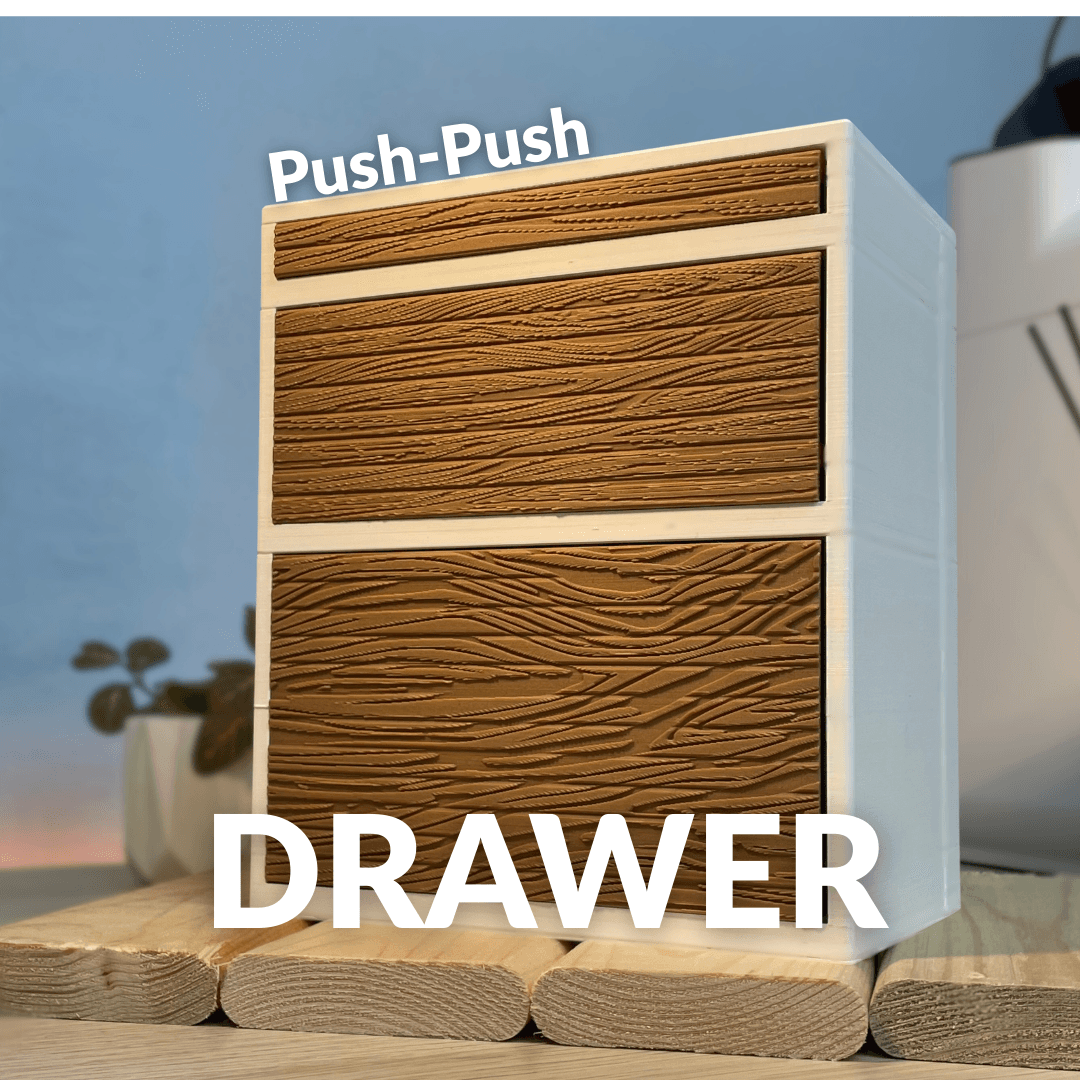 Push Push drawer, wooden texture, 3 sizes 3d model
