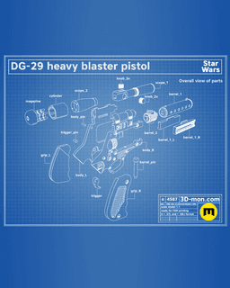 DG-29 Heavy Blaster Pistol - Star Wars 3d model