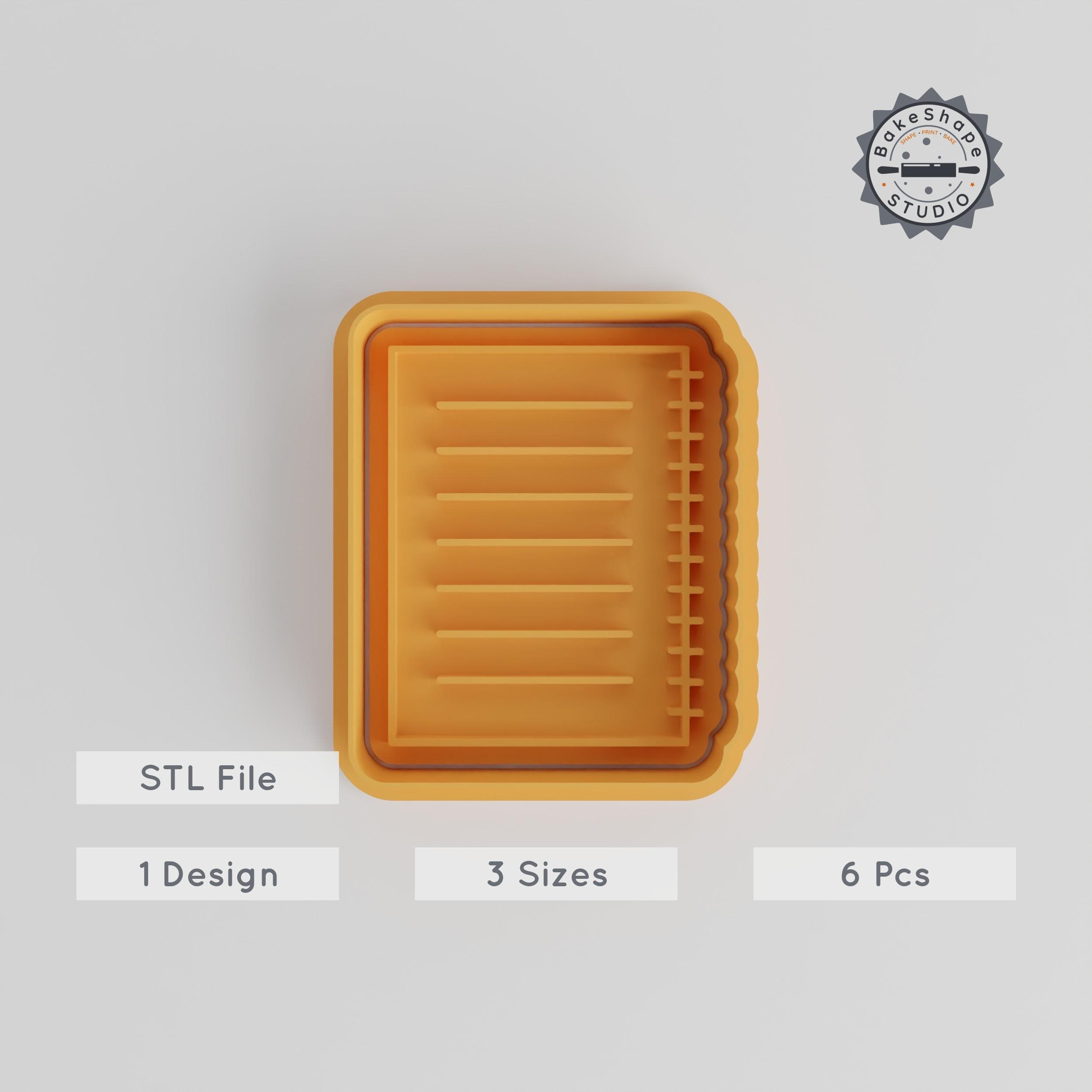 Shape Cutter & Stamp Set for Cookies, Fondant, Notebook Design, 6 Pieces, S/M/L Sizes PRODUCT_2934 3d model