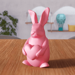 Minimalist Bunny Holding Heart 3d model