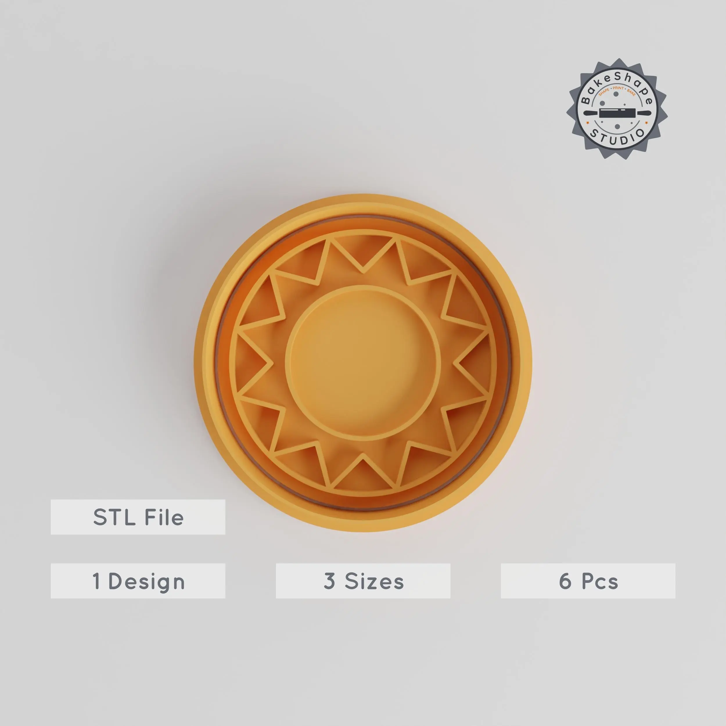 Mandala Shape Cutter & Stamp Set, Cookie & Fondant Decor, Abstract Oriental Pattern, Meditation Zen Design, 6 Pieces, S/M/L Sizes PRODUCT_5159 3d model