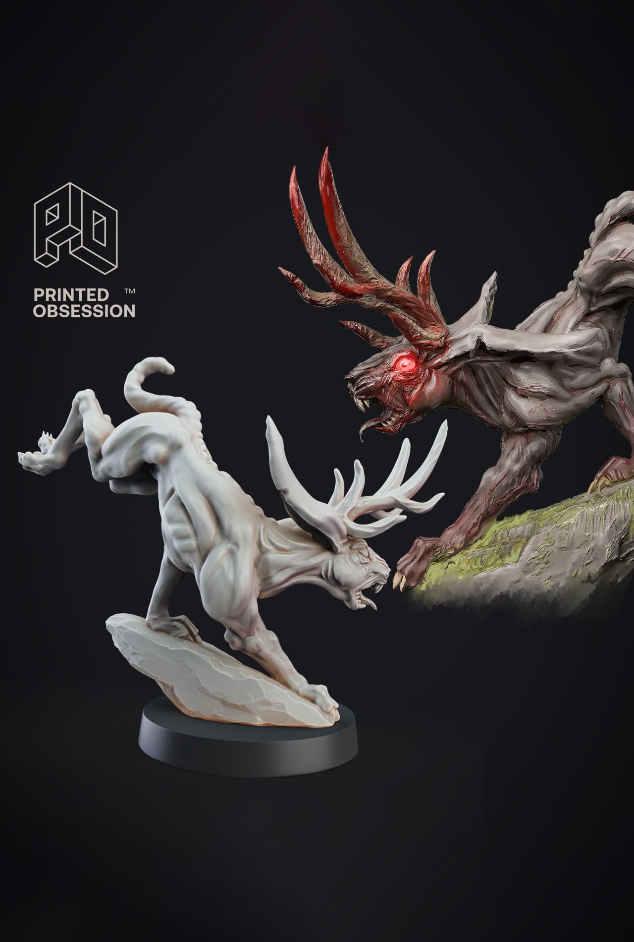 Jakalope - Skin Walkers - PRESUPPORTED - Illustrated and Stats - 32mm scale 3d model